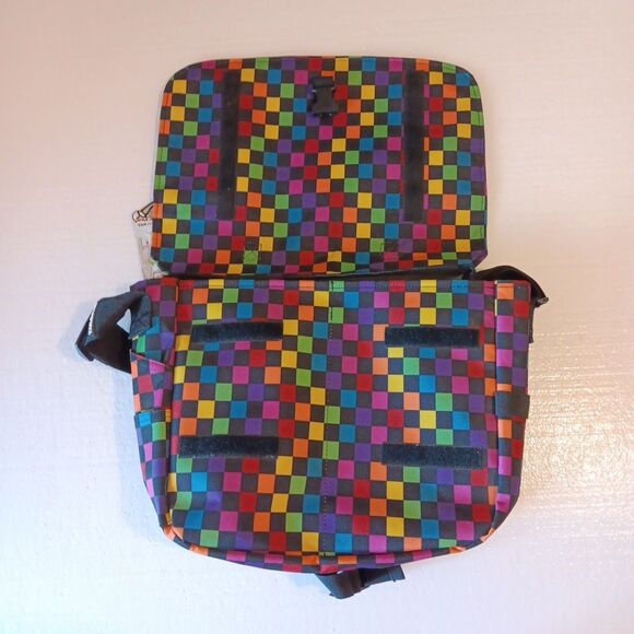 Yak Pak Basic Shoulder Messenger Bag Multicheckerboard Adjustable Strap - Picture 8 of 11